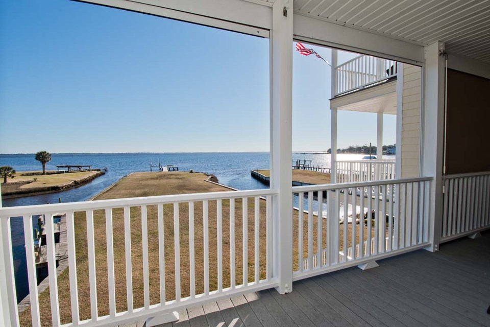 second floor deck bogue sound views from deck off living room on 2nd level