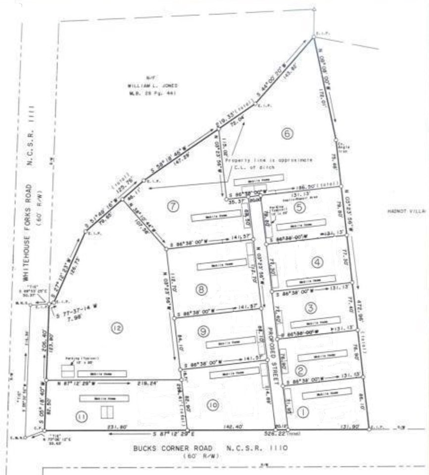 plat of park all lots have septic tanks for 2 bedroom or 3 bedrooms