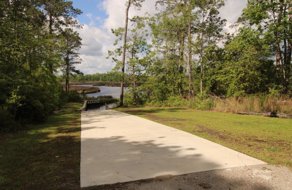 down to the boat ramp