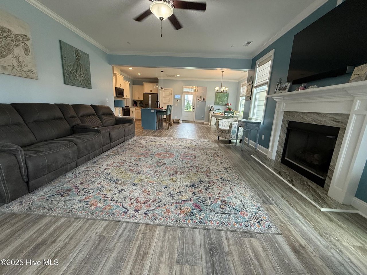 living room - into the dining and kitchen