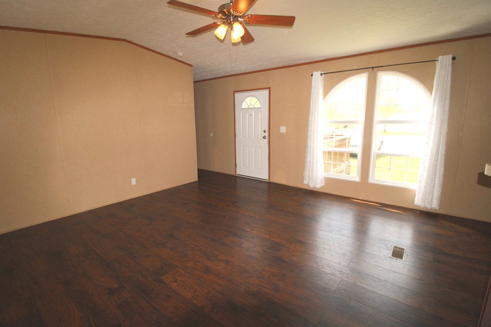 living room has new hickory laminate floors